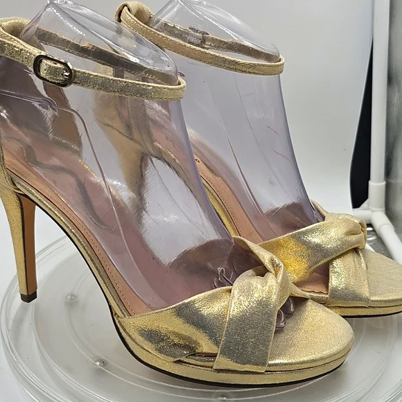 K NINA WOMENS SIZE 9m GOLD 4” HEELS - Picture 1 of 11
